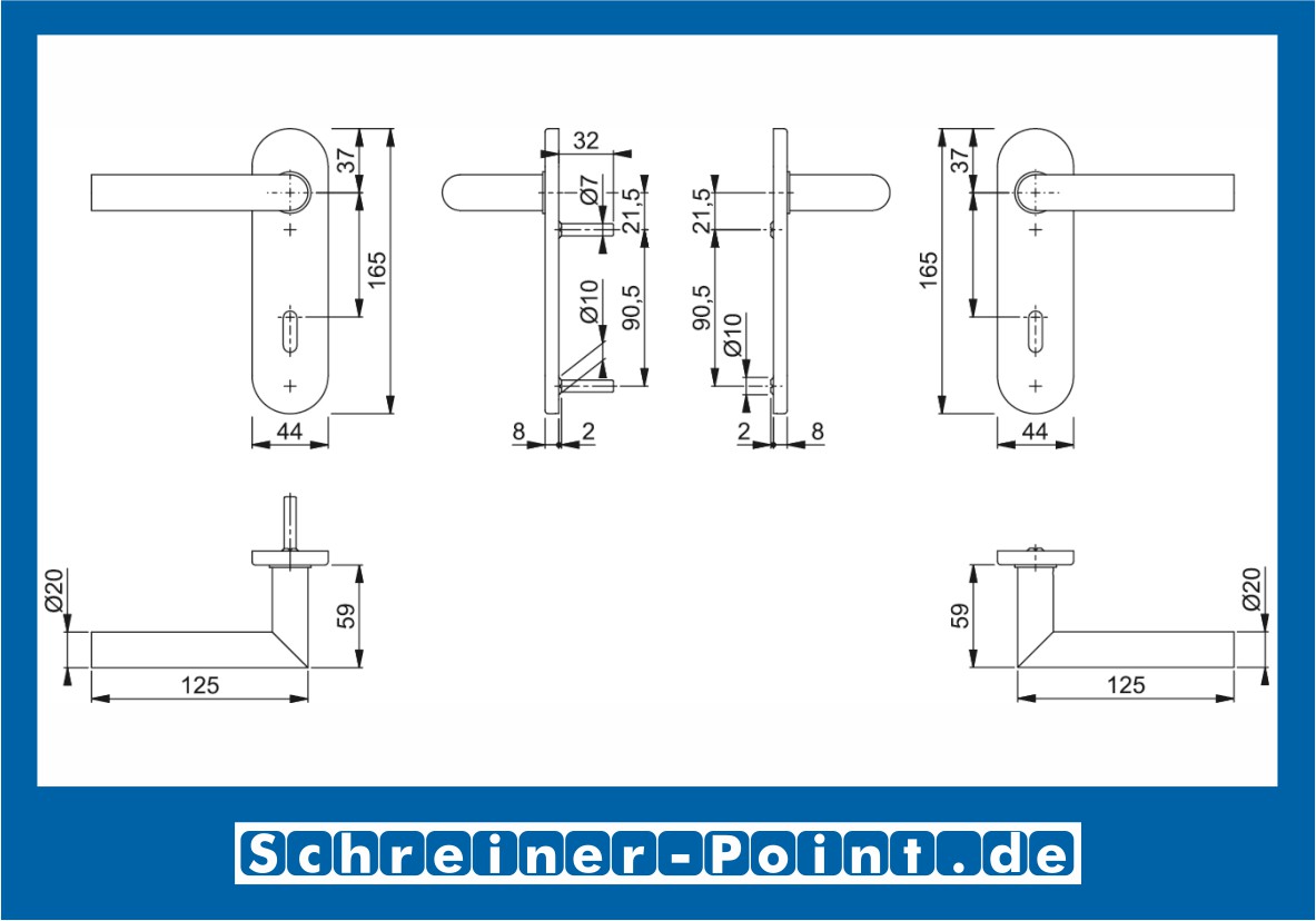 Hoppe Amsterdam Edelstahl Kurzschildgarnitur F69 E1400Z/353K, 3289348, 3289495, 3289508, 3306187